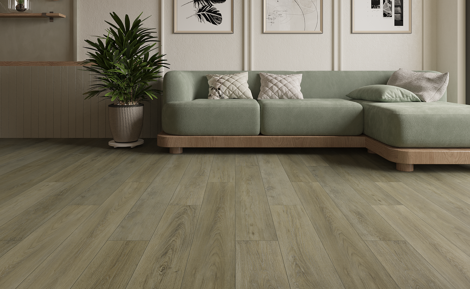 Кварцвиниловая плитка Art East замковая Art Tile Click Ясень Кан 45-07-ATC 1220×180×4 фото в интерьере